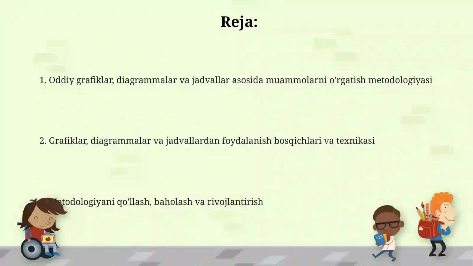 Masalalarni sodda grafiklar, diagrammalar, jadvallar orqali o'qitish metodikasi 2