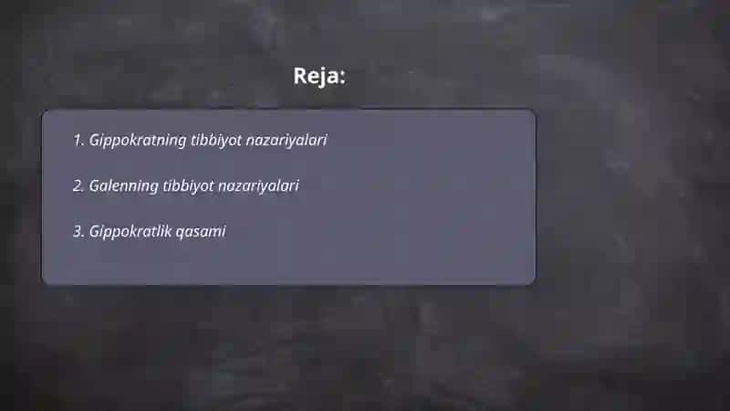 Gipokrat va Galen g'oyalari va qoidalari. 2