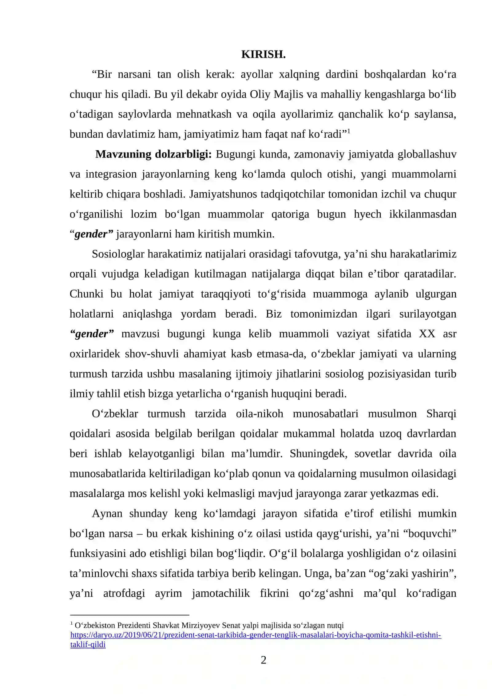 TA'LIM SOHASIDA GENDER MUAMMOLARNI OʻRGANISH HOLATI TAHLILI 2