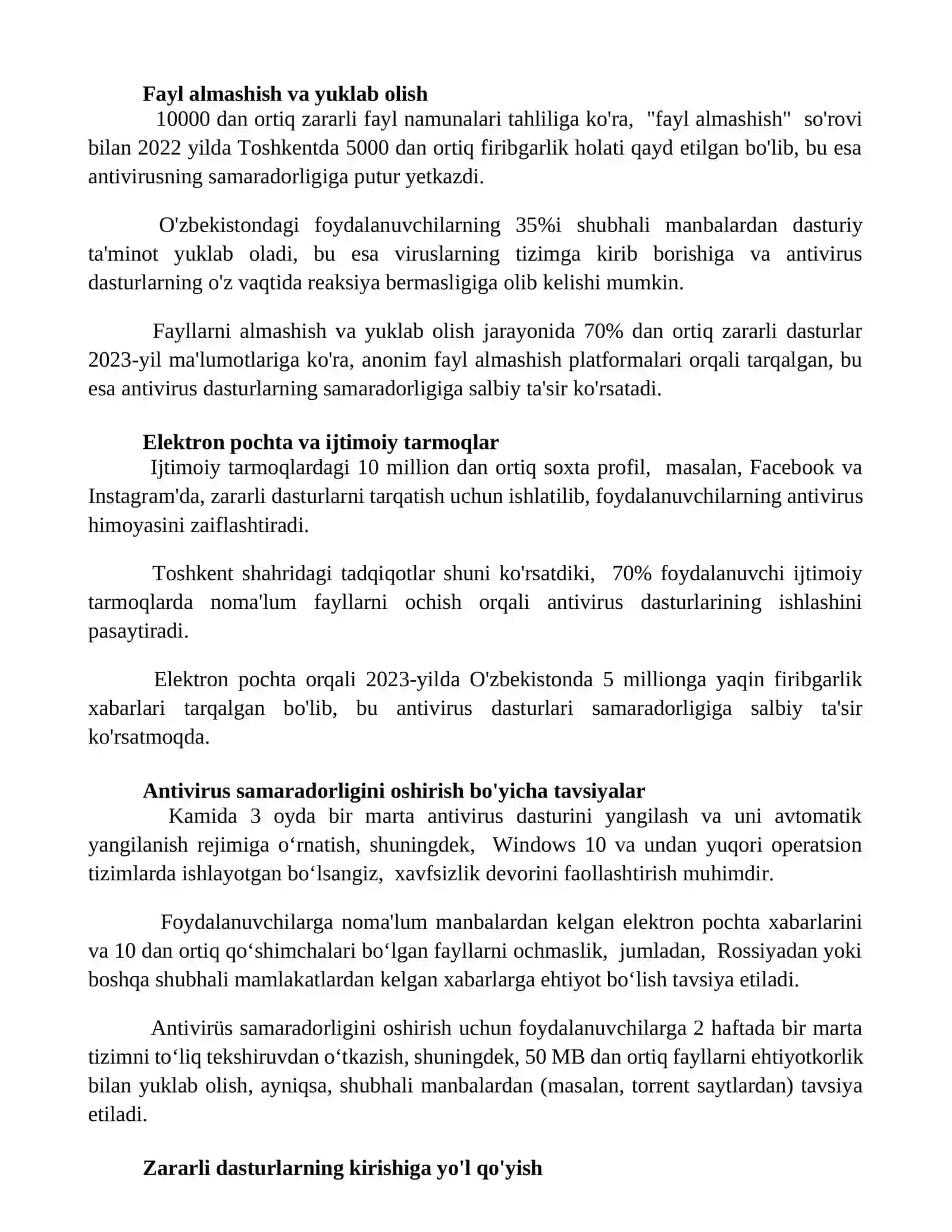 Hodimlarning xatti-harakatlari antivirus samaradorligiga qanday ta'sir qilishi mumkun 2