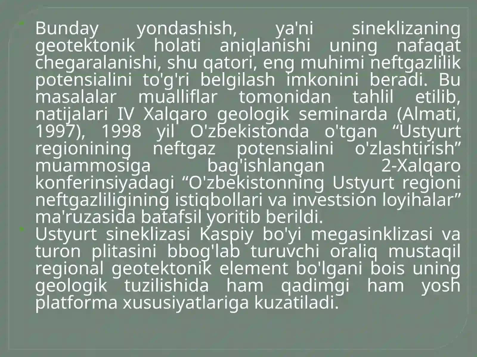Qurama poydevorli Shimoliy Ustyurt sineklizasining geologik tuzilishi va rivojlanish tarixi 2