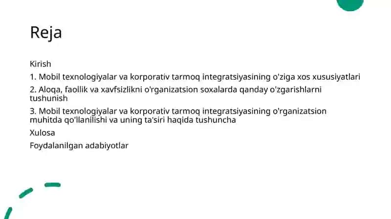 Mobil texnologiyalar va korporativ tarmoq integratsiyasining o'ziga xos xususiyatlari 2