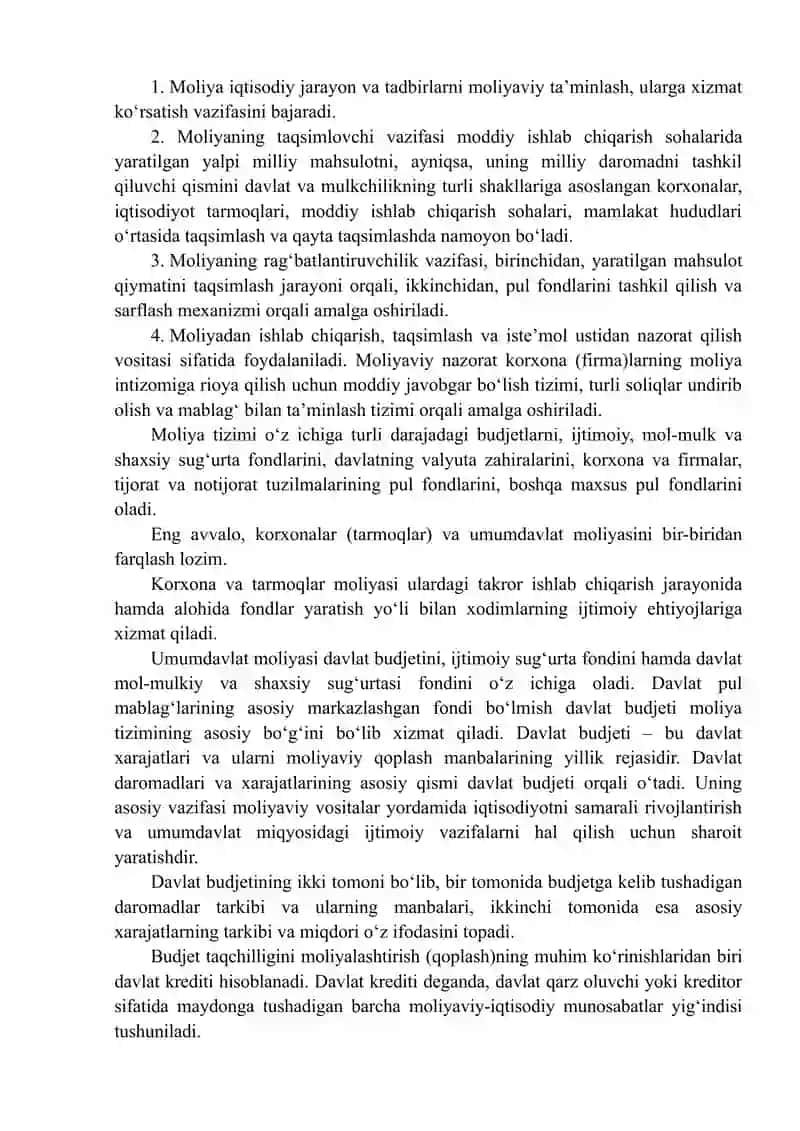 Moliya tizimi va moliyaviy siyosat 2