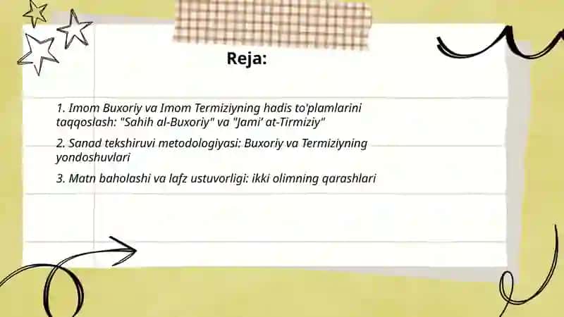 Imom Buxoriy va Imom Termiziyning hadis ilmiga qo'shgan hissalarini qiyosiy tahlili 2