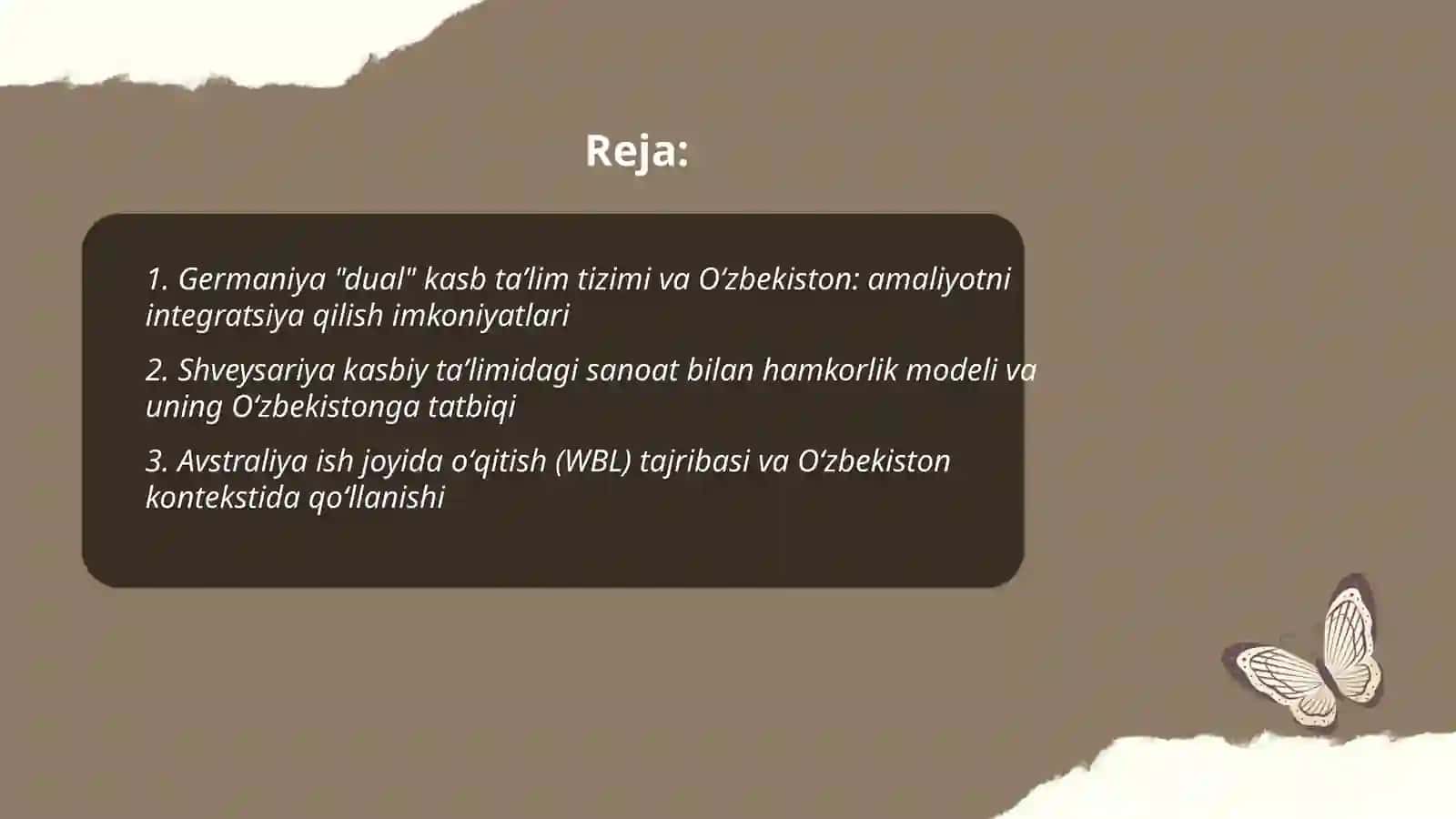 Kasbiy ta'limga tegishli ilgʻor chet el tajribalarini oʻrganish va qiyosiy tahlil 2