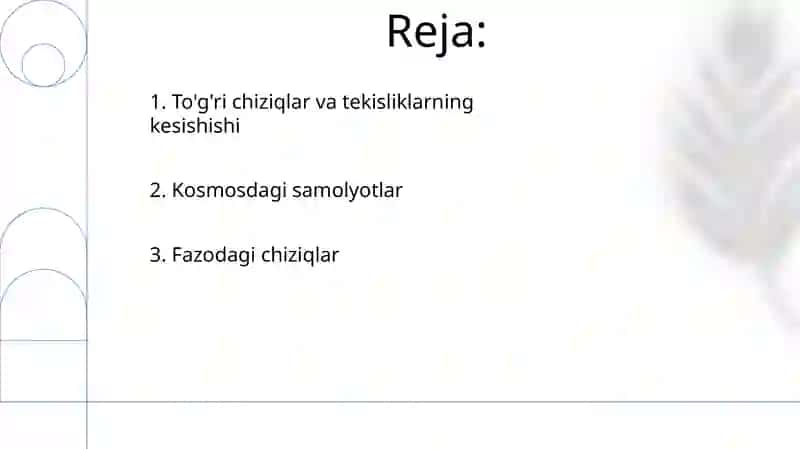 Fazoda toʻgʻri chiziq tenglamalari va tekisliklarning oʻzaro vaziyati - Sherzod Kholikov 2