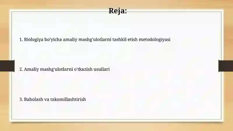 Biologiyada amaliy mashg'ulotlarni tashkil etish va o'tkazish metodologiyasi 2