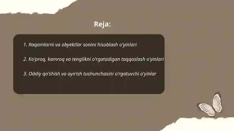 Raqamlarni va obyektlar sonini hisoblash o'yinlari 2