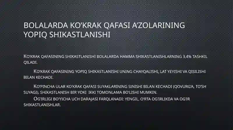Bolalardagi ko'krak qafasi a'zolarining yopiq shikastlanishi 2