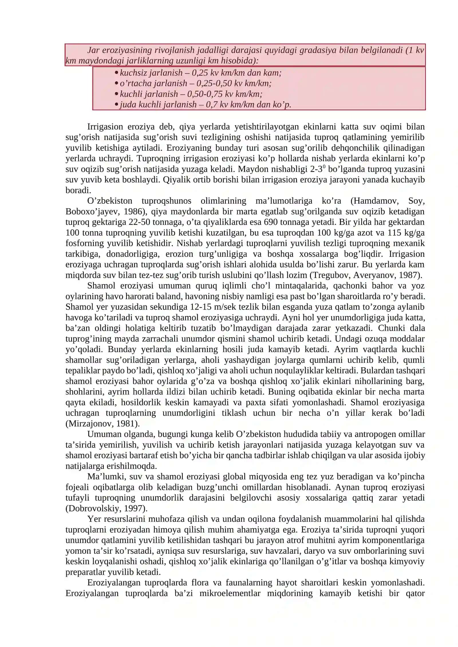 Tuproq eroziyasi va degradatsiyasi, ularga qarshi kurash choralari. Tuproq muhofazasi 2
