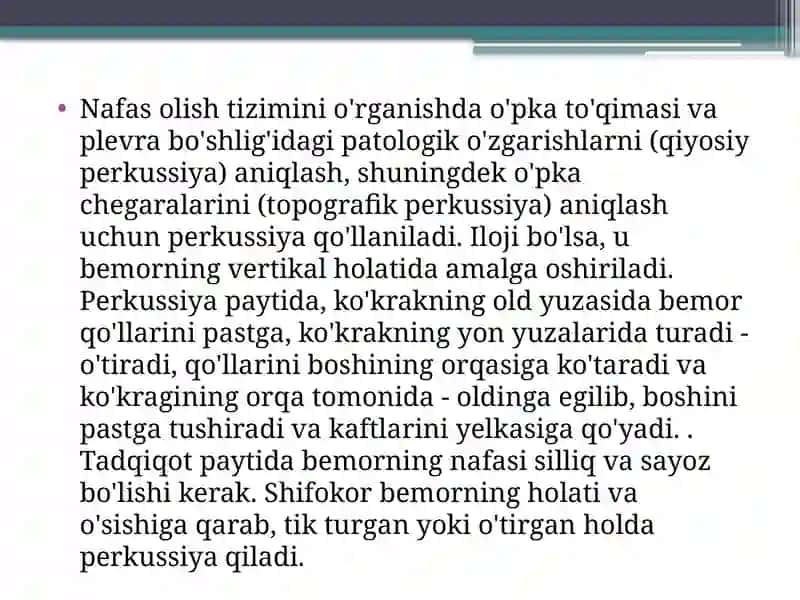 O’pkaperkussiyasi, Palpatsiyasi va Auskultatsiyasi 2
