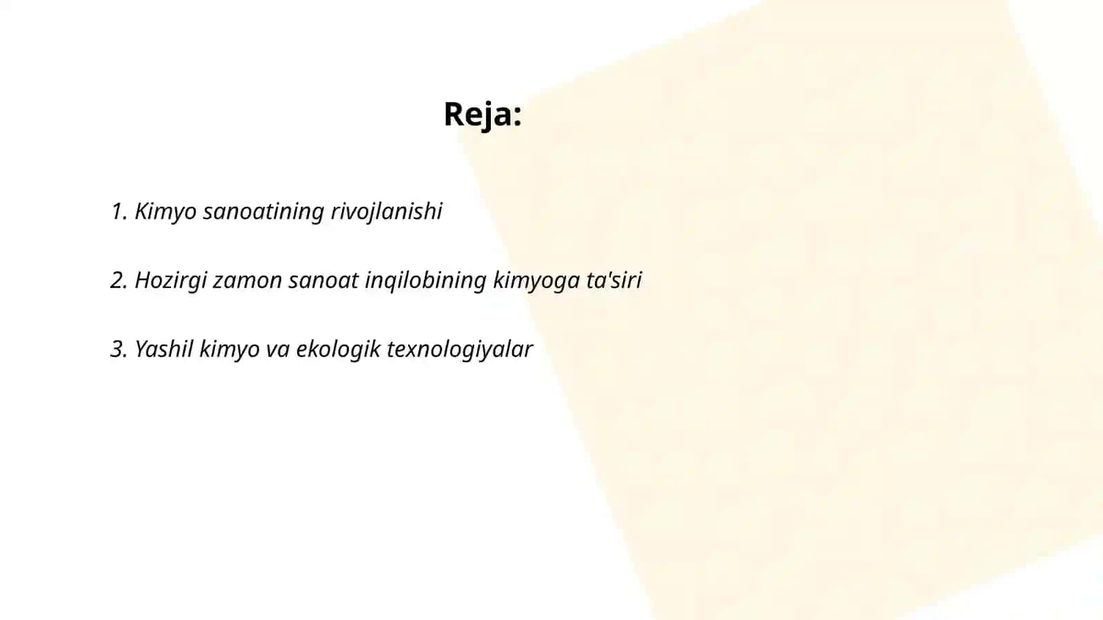 Kimyo va hozirgi zamon sanoat inqilobi 2