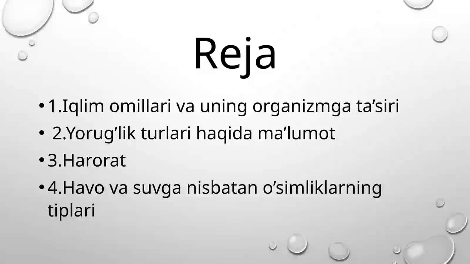 Iqlim omillari: yorug'lik, harorat, havo va suvga nisbatan o'simliklarning tiplari 2
