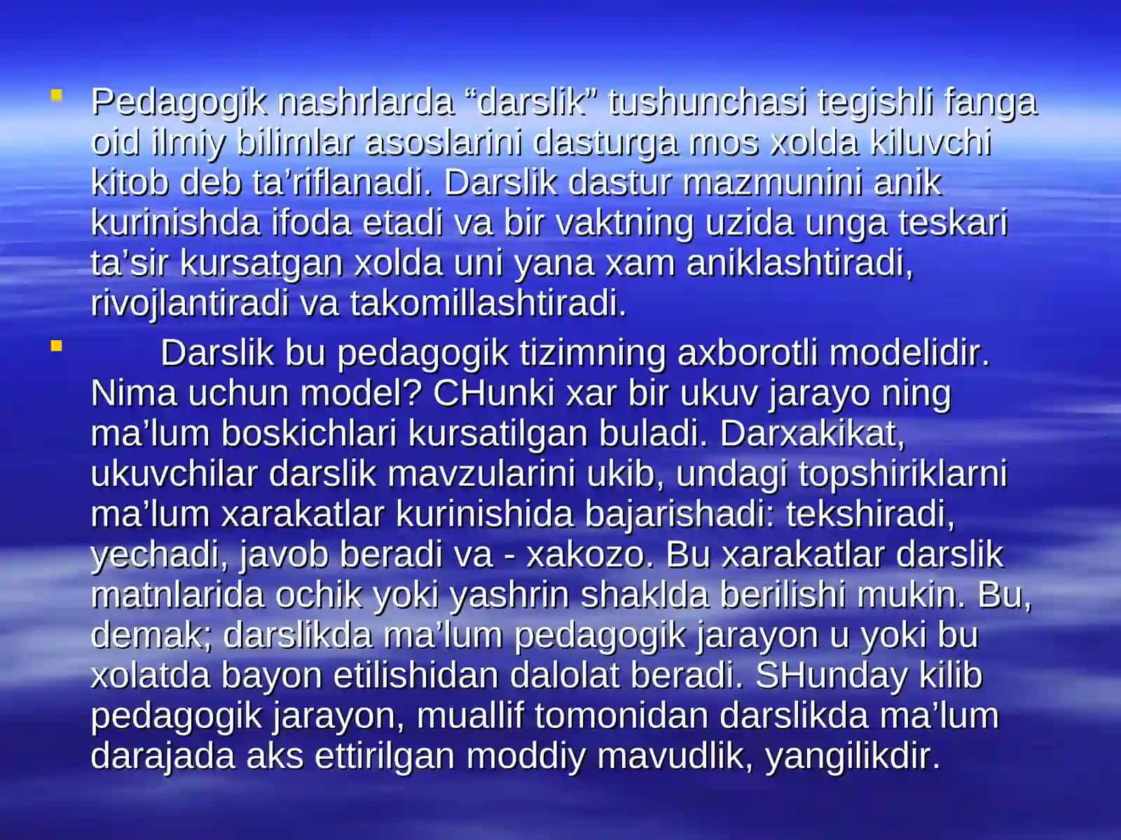 Pedagogika fanlarini o’qitishda darslik bilan ishlash texnologiyasi 2