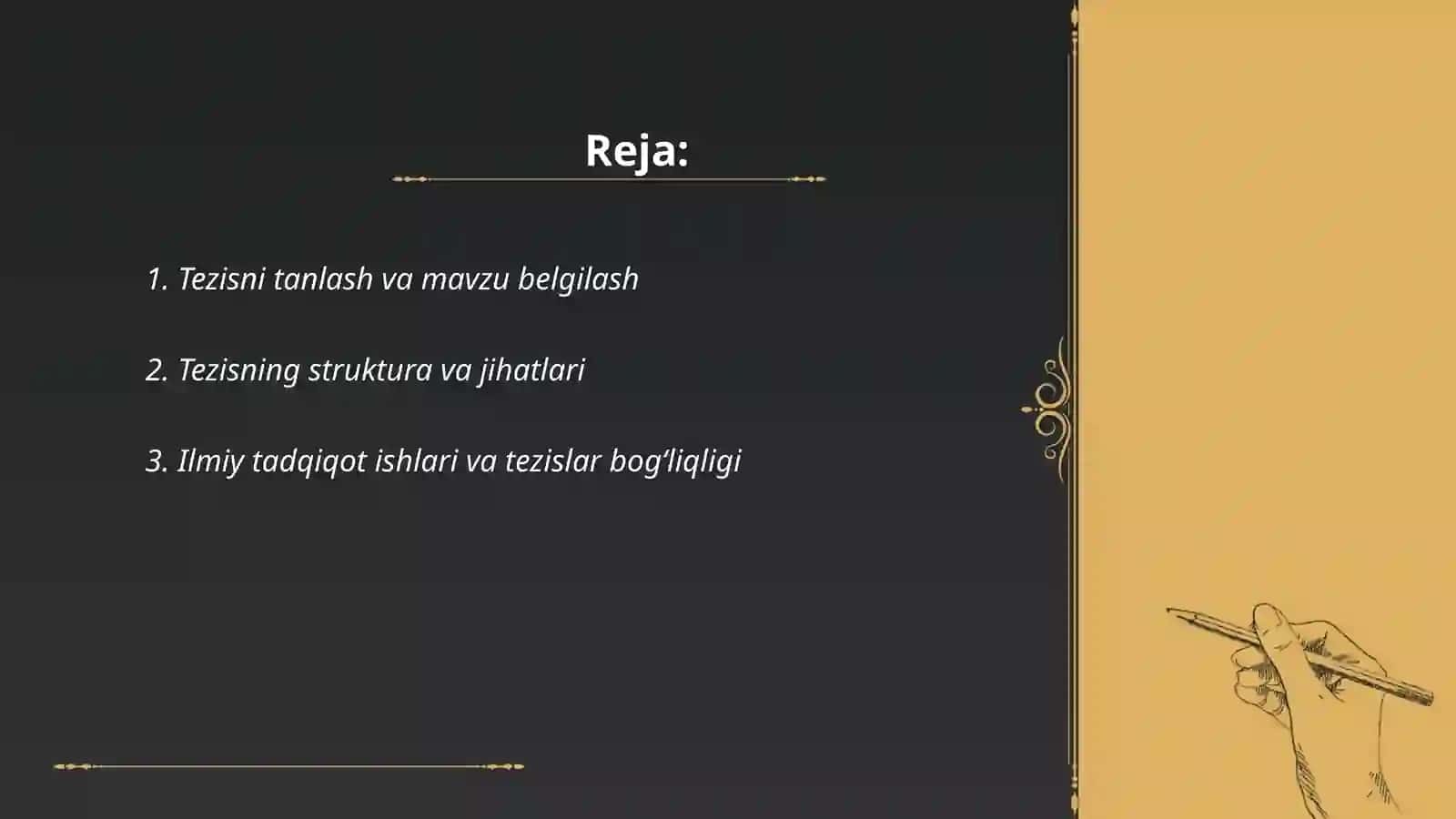 TEZISLAR. TEZIS TURLARI. TEZISLAR YOZISH USLUBI 2