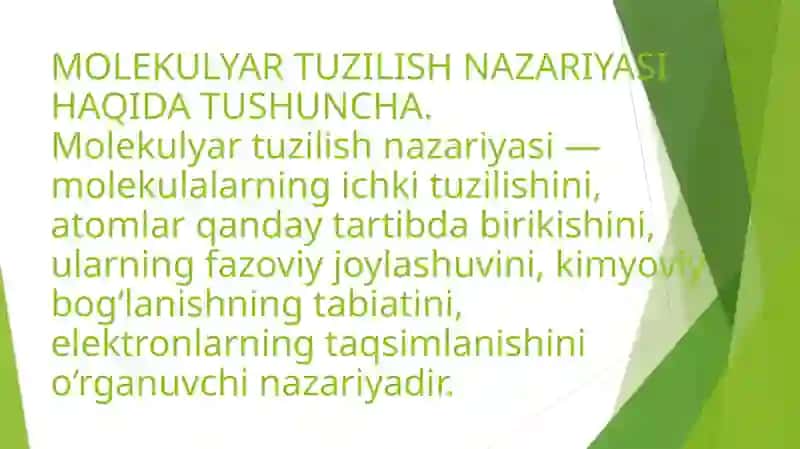 Molekulyar tuzilish nazariyasi bilan klassik va kvant kimyoviy yo’nalishlarni taqqoslash 2