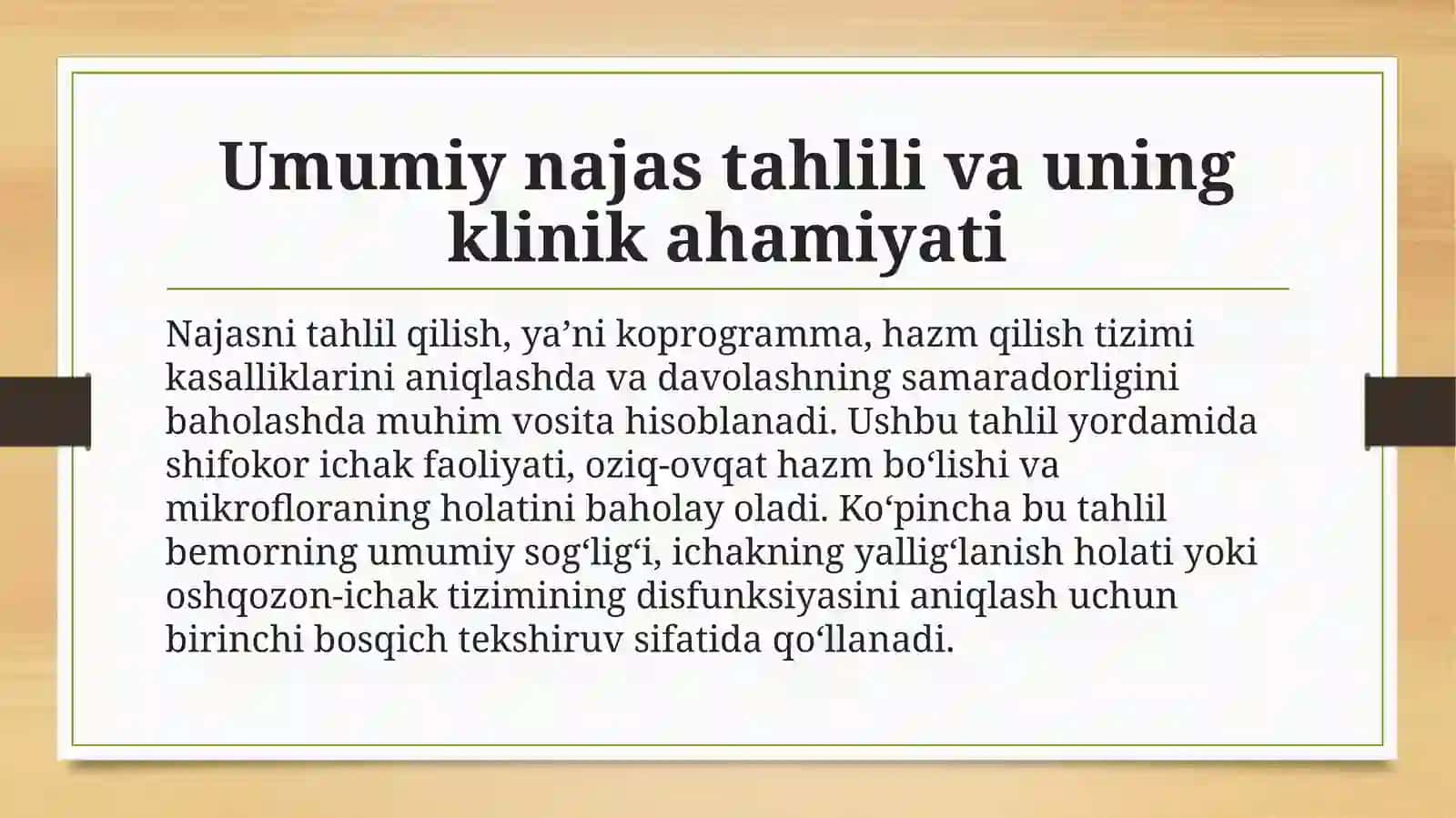 Umumiy axlat tahlili va interperitatsiyasi 2
