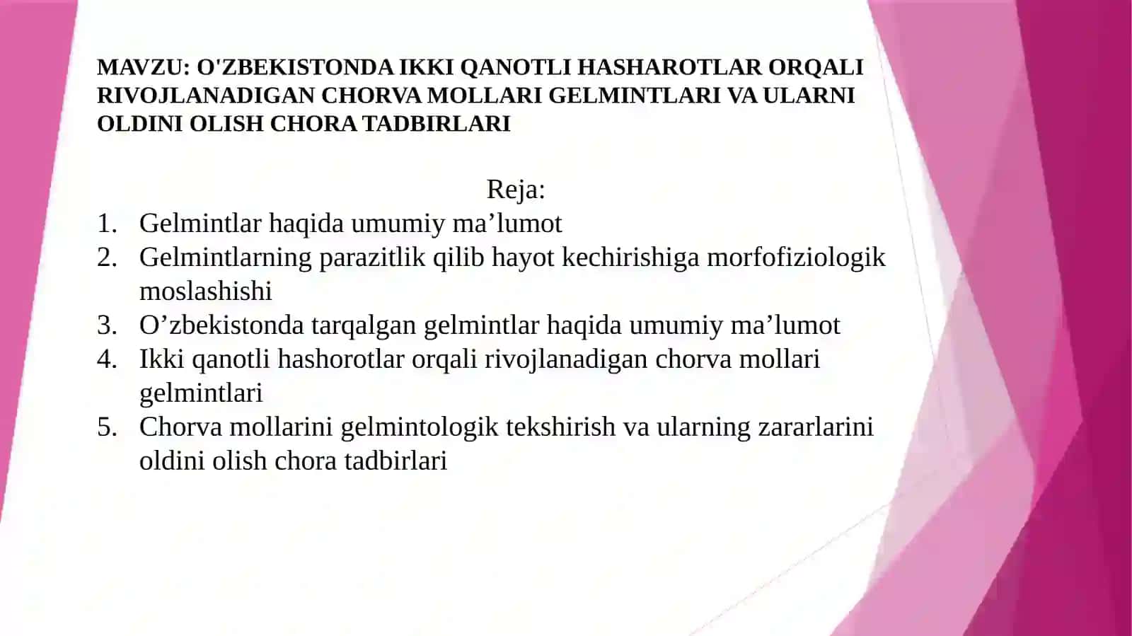 O'ZBEKISTONDA IKKI QANOTLI HASHAROTLAR ORQALI RIVOJLANADIGAN CHORVA MOLLARI GELMINTLARI 2