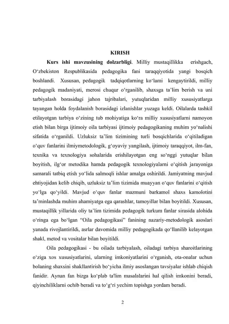Chet el mutafakkirlarining “Oila pedagogikasi” faniga yondashuvlari. 2