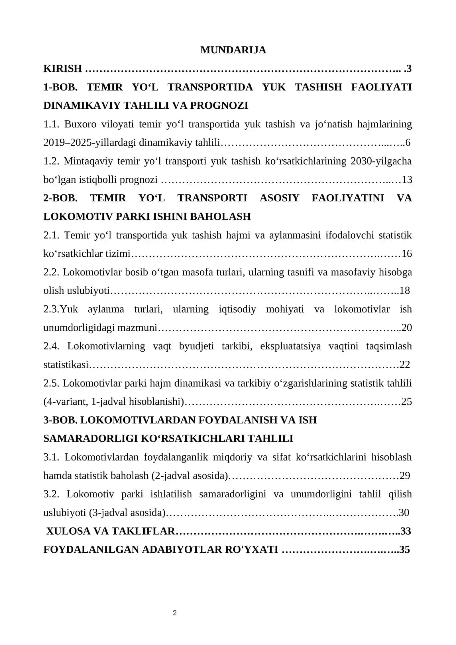 Temir yo‘l transporti statistikasi: Buxoro mintaqasi misolida yuk tashish dinamikasi va lokomotivlar parkidan foydalanish samaradorligi ko‘rsatkichlari tahlili 2