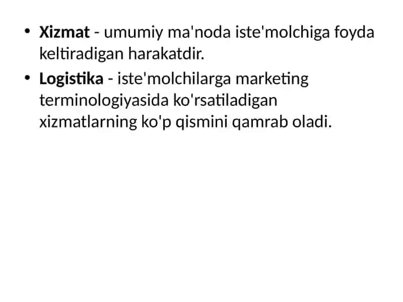Logistikada servis xizmati 2