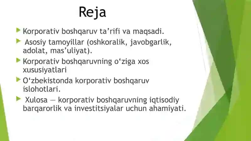 Korporativ boshqaruv tushunchasi va uning o‘ziga xos xususiyatlari 2