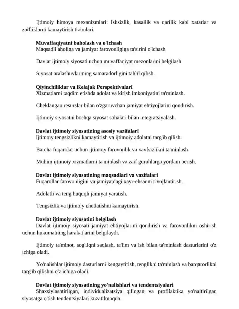 Davlat ijtimoiy siyosatining mazmuni yonalishlari asosiy vazifalari 2
