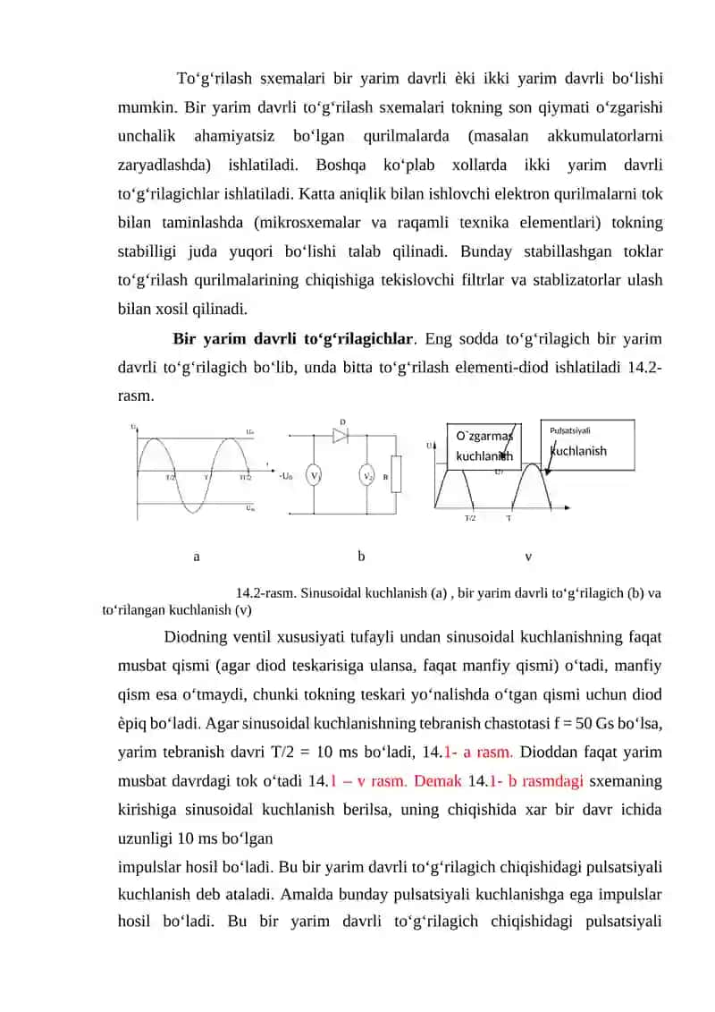 MA’RUZA:YARIM O`TKAZGICHLI TO`G`RILAGICHLAR 2
