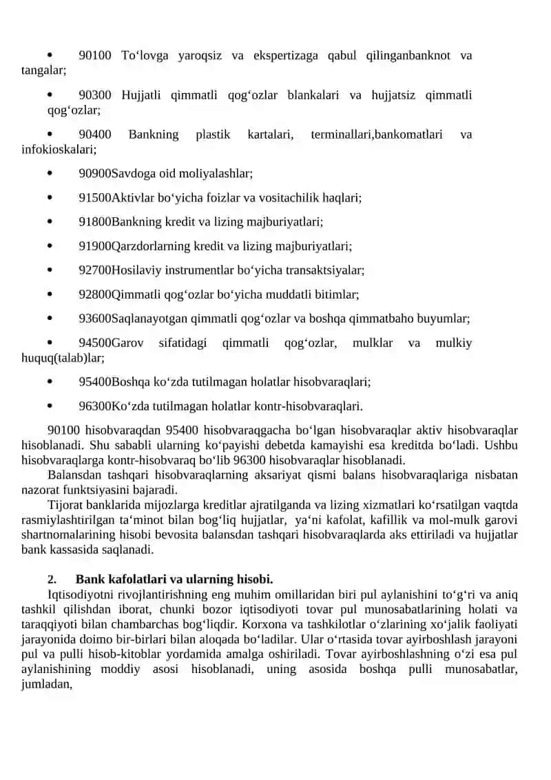 17-Mavzu. Banklarda balansdan tashqari operatsiyalar hisobi. 2