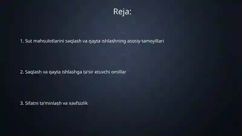 Sut mahsulotlarini saqlash va qayta ishlash fanini umumiyasoslari 2
