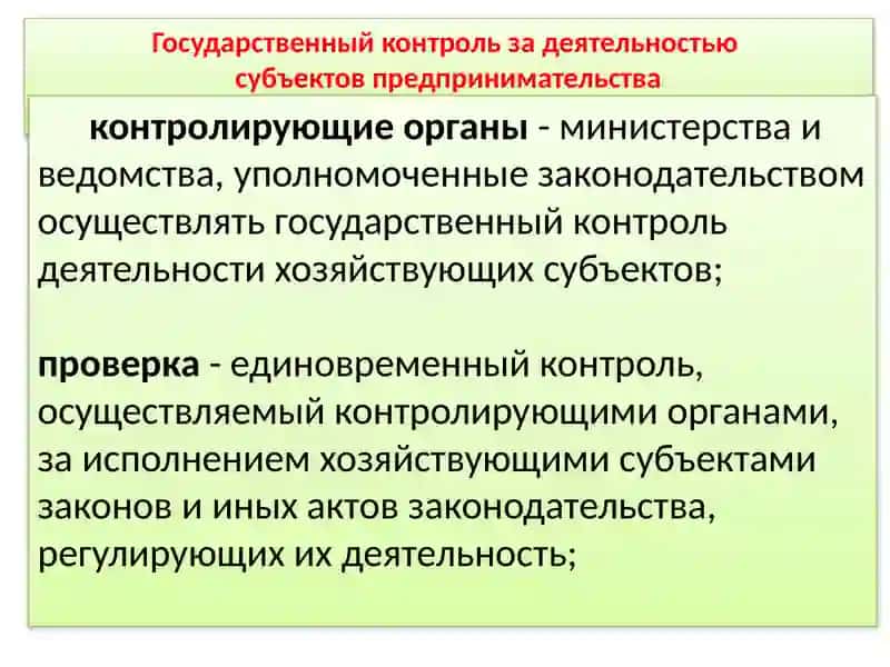 Государственный контроль за деятельностью субъектов предпринимательства 2