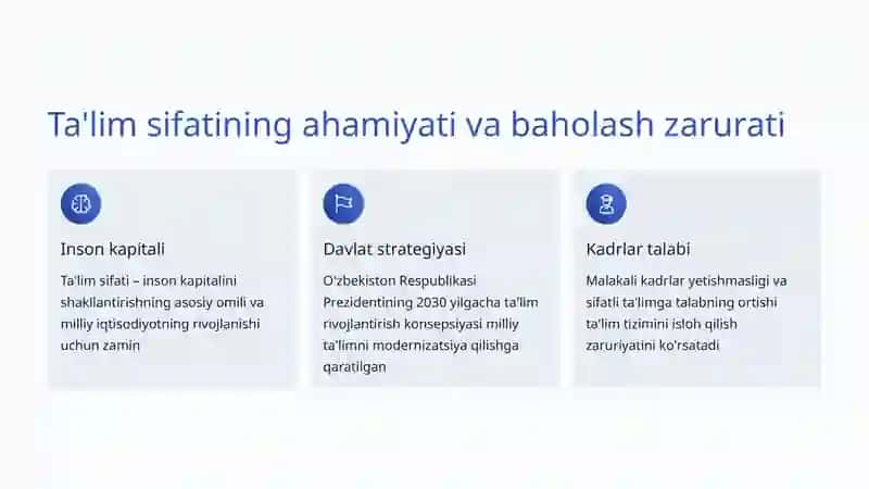 Ta'lim sifati va uni baholash: Zamonaviy yondashuvlar va xalqaro tajribalar 2
