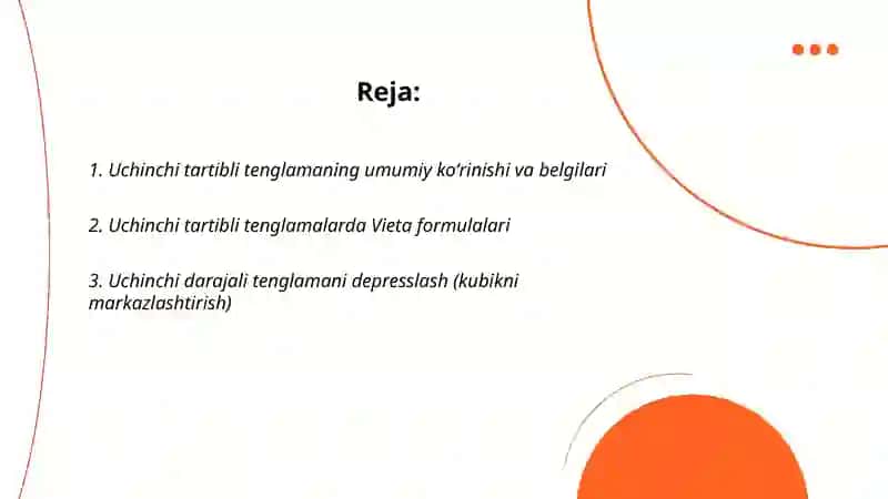 Uchinchi va toʻrtinchi tartibli tenglamalar 2