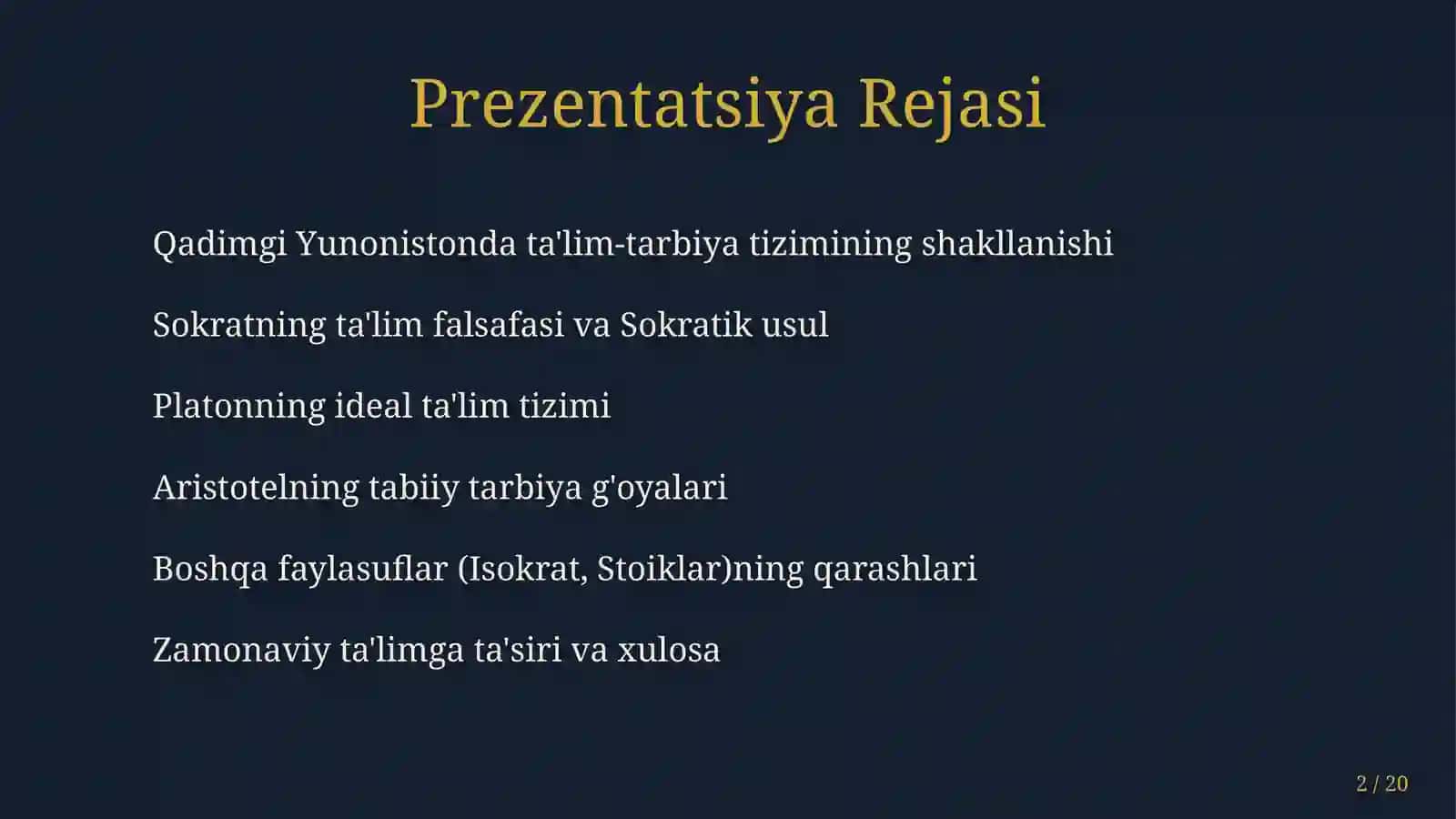 Qadimgi yunon faylasuflarining taʼlim-tarbiya haqidagi fikrlari 2
