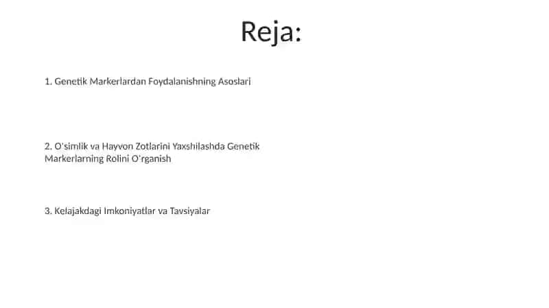 Genetik markerlar yordamida o'simlik va hayvonlar seleksiyasini takomillashtirish 2