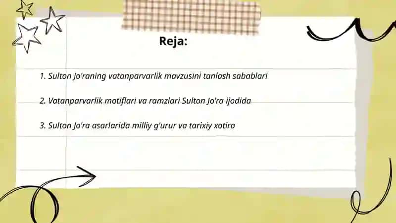 Sulton Jo'ra asarlarining vatanparvarlik haqida tahlili 2