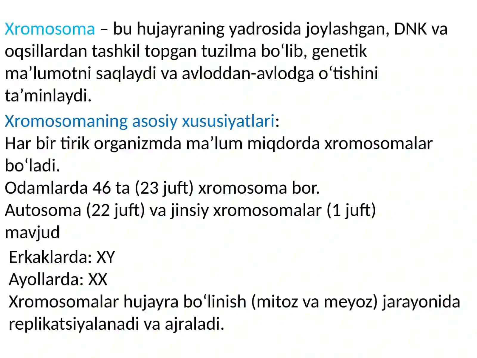 Xromosoma kasalliklari. Xromosomalar soni va tuzilishidagi o'zgarishlar. Prenatal diagnostika 2