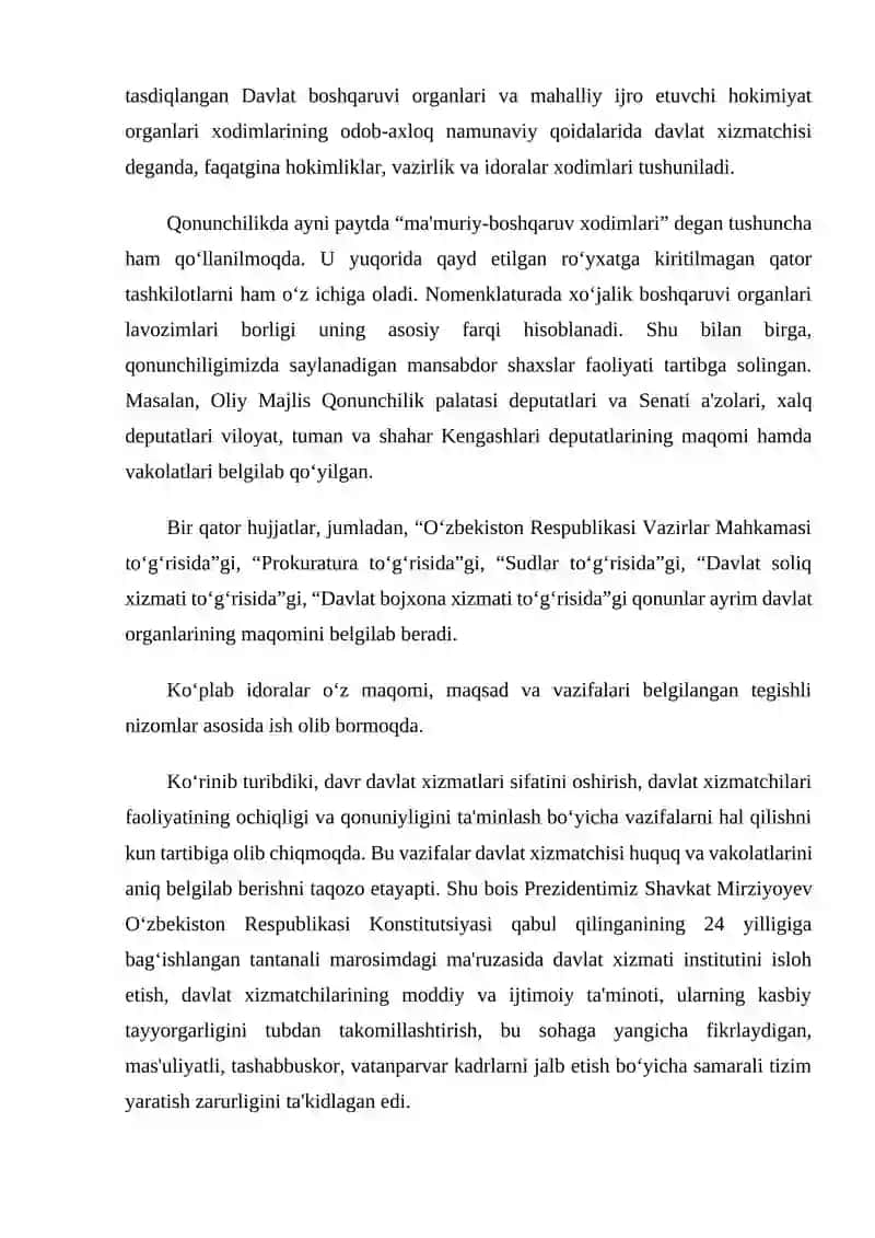 Mustaqillik yillarida davlat boshqaruvi tizimida amalga oshirilayotgan islohatlar 2
