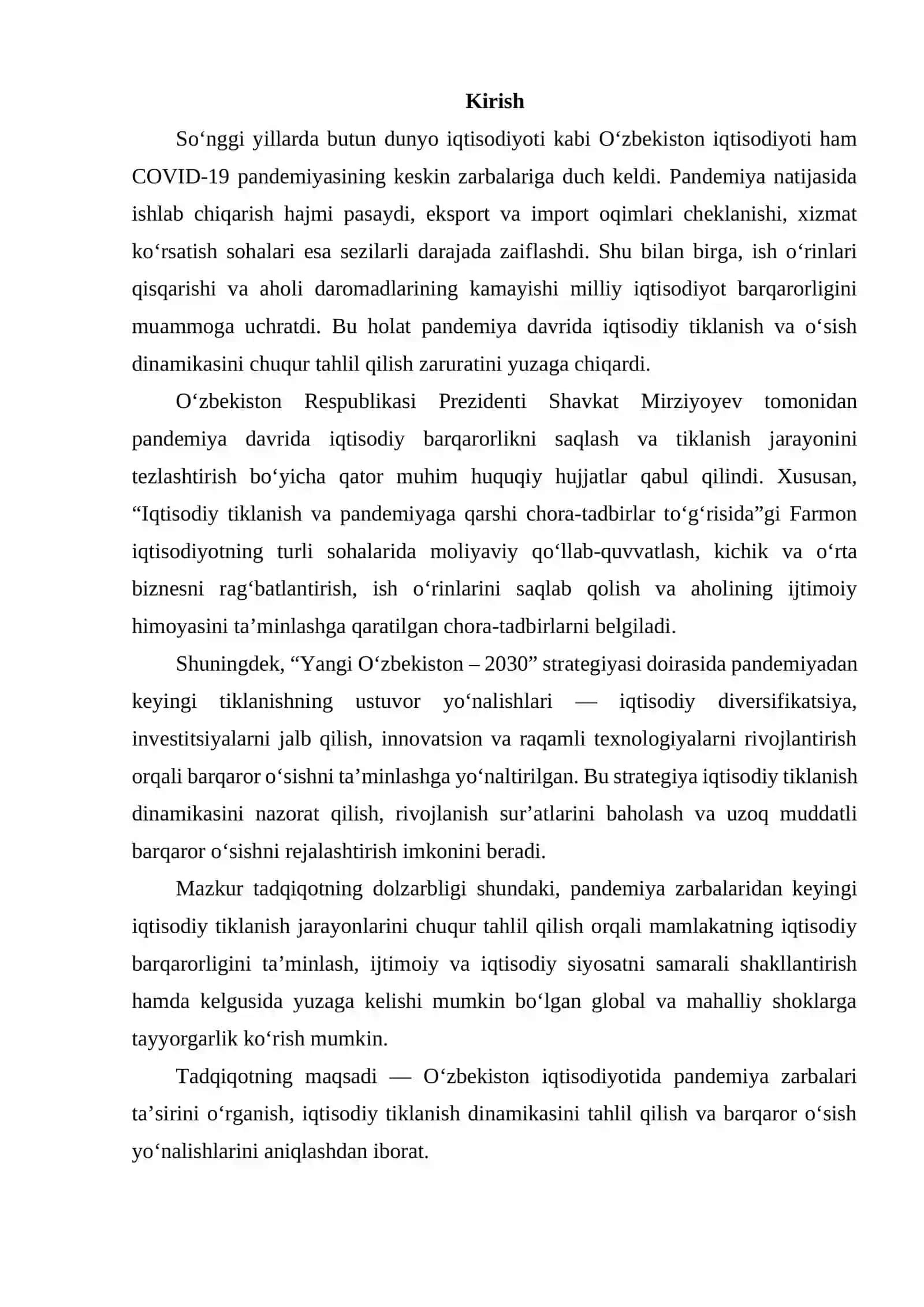 Pandemiya zarbalari va iqtisodiy tiklanish dinamikasi 2