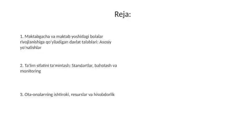 Davlat talablari 3 yoshdan 7 yoshgacha bo'lgan bolalarning har tomonlama rivojlanishini ta'minlash 2