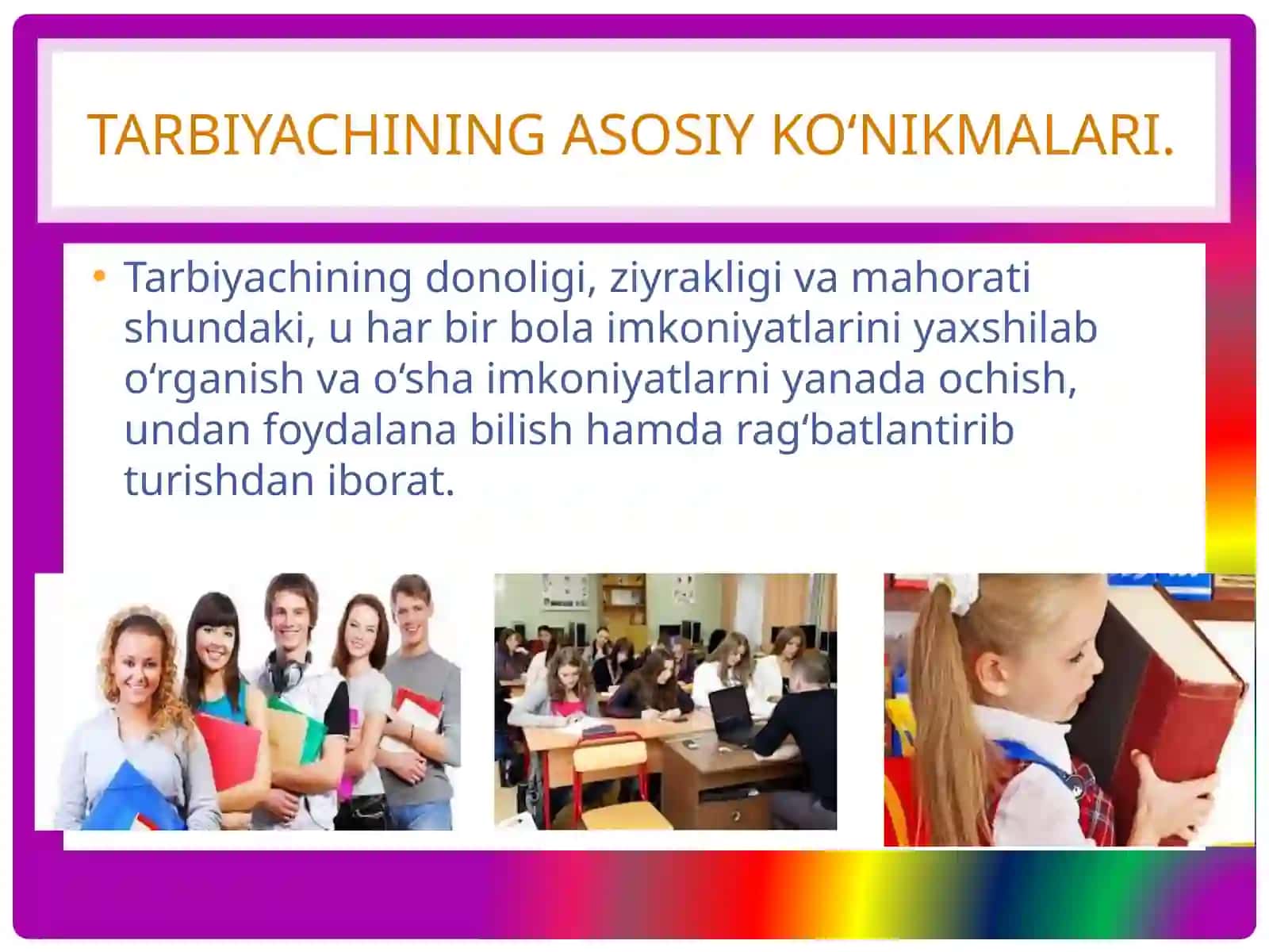 Tarbiyachilik kasbi, tarbiyachilik kasbining ahamiyati, tarbiyachilarga qo’yilgan talablar 2