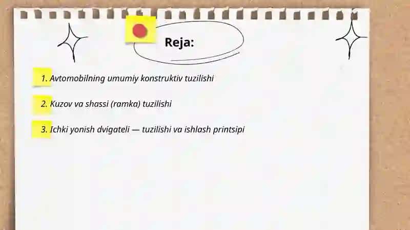 Avtomobillarning umumiy tuzilishi 2