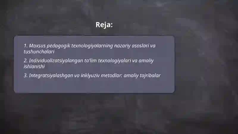 Maxsus pedagogik texnologiyalar va ularning amaliy qo'llanishi 2