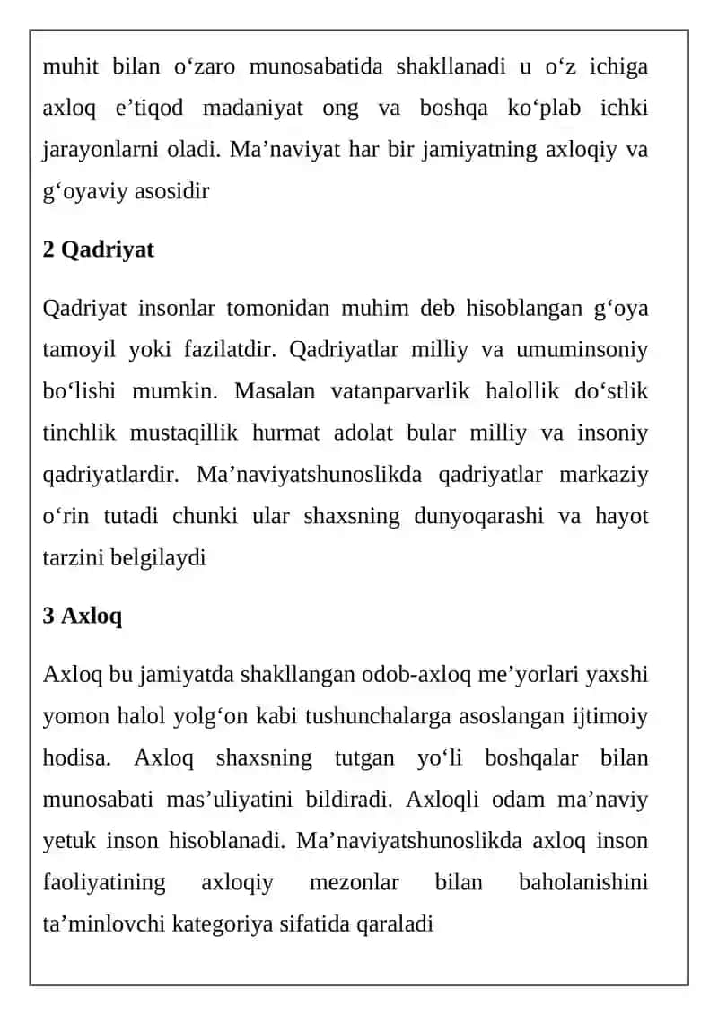 Ma’naviyatshunoslik fani kategoriyalari 2
