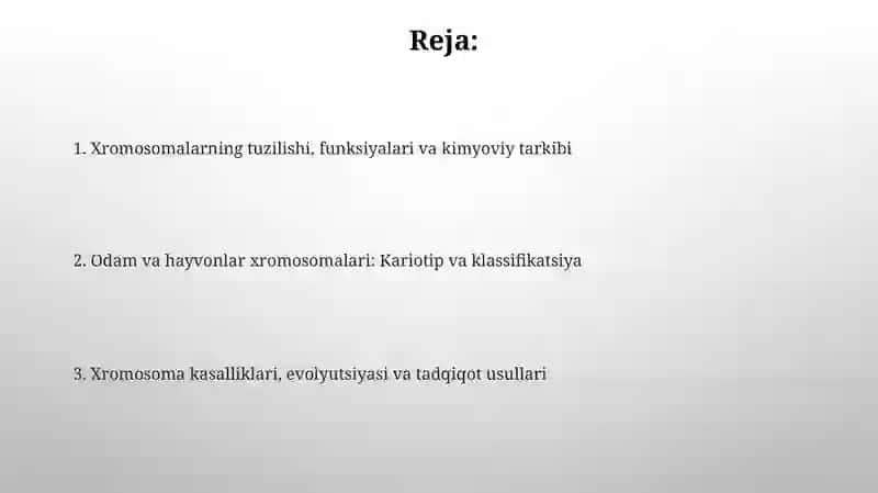 Odam va hayvon xromosomalarining morfofunksional xaraktetistikasi 2