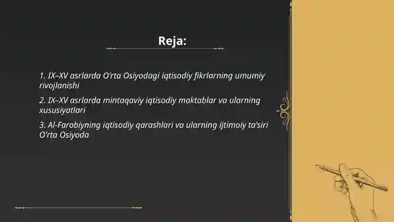 IX-XV asrlarda O'rta Osiyodagi iqtisodiy fikrlar 2
