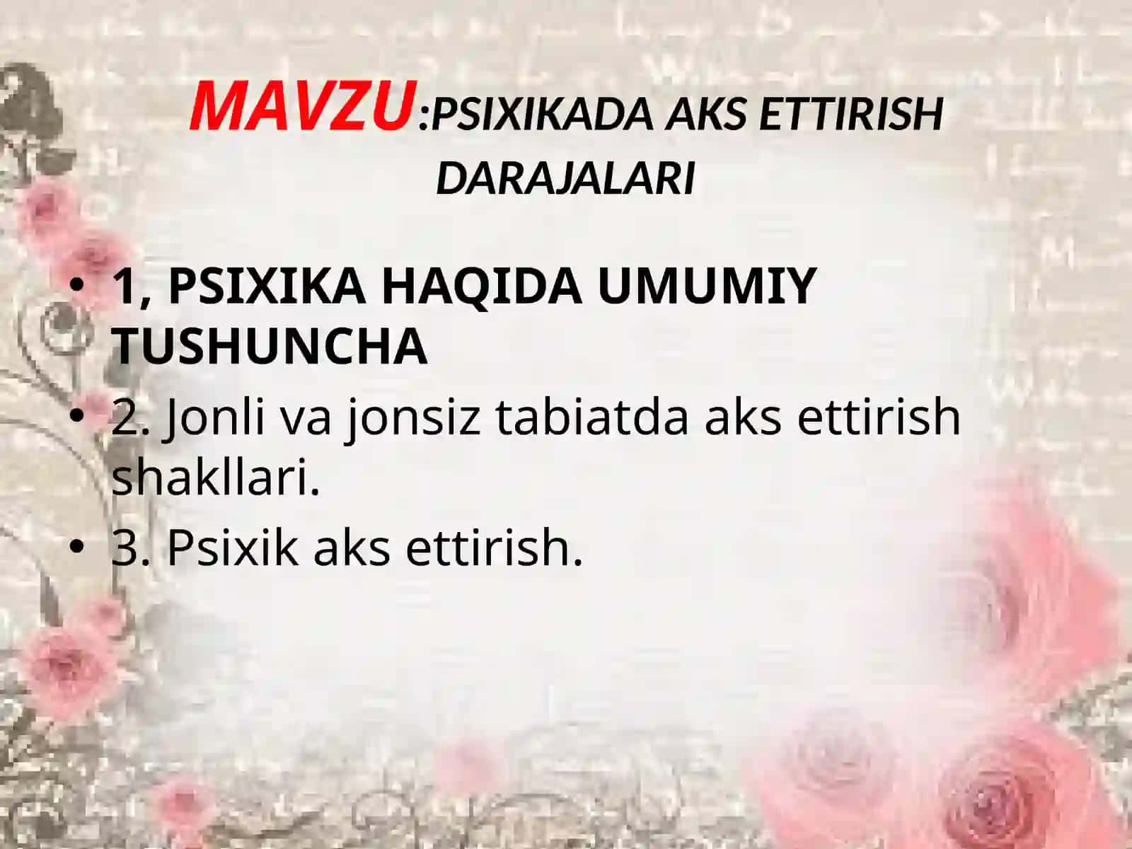 PSIXIKADA AKS ETTIRISH DARAJALARI 2