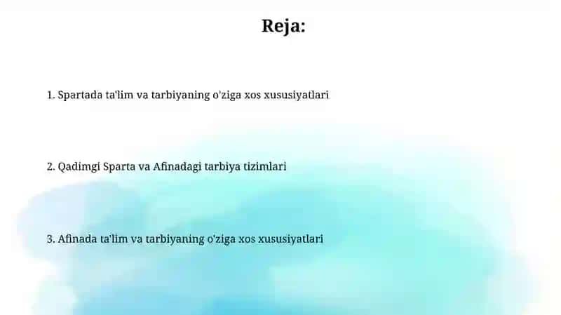 Qadimgi sparta va Afina maktablarida taʼlim tarbiya 2