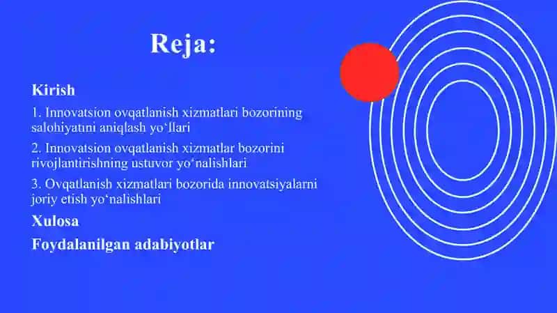 Innovatsion iqtisodiyotda ovqatlanish xizmatlar bozorini rivojlantirish 2