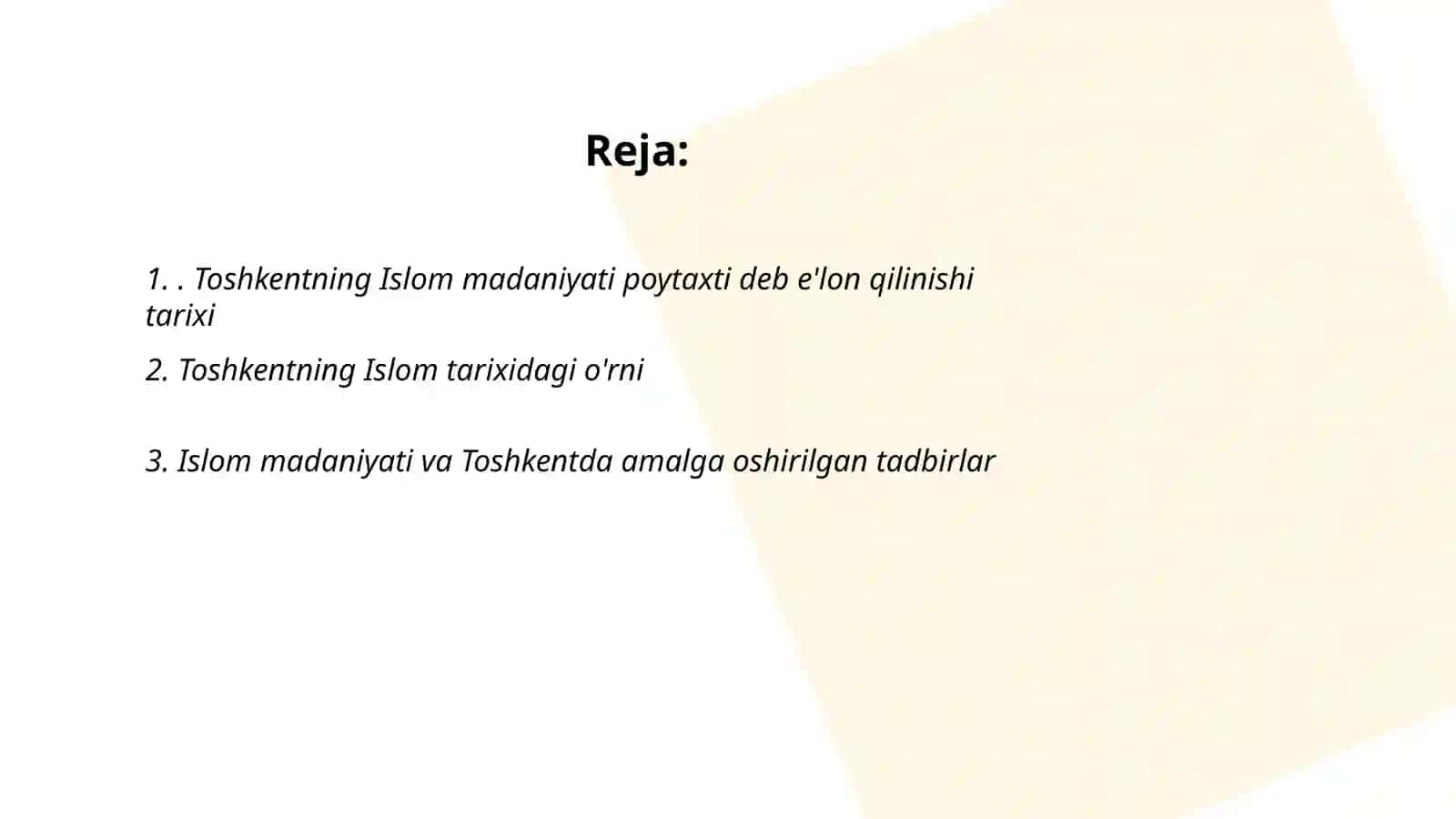 Toshkent-Islom madaniyati poytaxti deb e'lon qilinishi tarixi 2